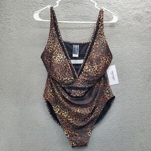 Swimsuits For All One Piece Swimsuit Animal Print V Neck NWT